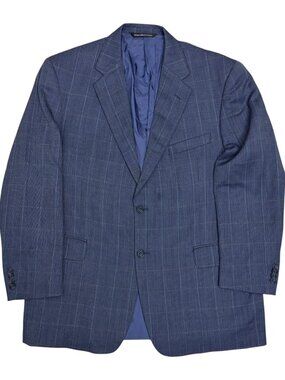 COPPLEY Wool Blazer Sport Coat Plaid Blue Luxury Designer Business Jacket 42R